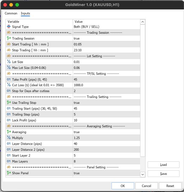 GoldMiner - Inputs - Trexa.id